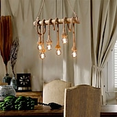 billiga Klusterdesign-6-ljus 80 cm taklampa led klusterdesign trä / bambu matsalskedja / sladd justerbar 110-120v 220-240v