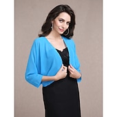 voordelige bruiloft gast wraps-Vrouwen Wikkels Bolero Schouder Jassen  Jassen Zonbescherming 3/4 Lengte Mouw Dolman Mouw Chiffon Bruiloftswikkels Met Beading Voor Feest Avond Herfst Jurk om indruk te maken