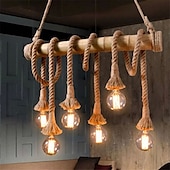 billiga Klusterdesign-6-ljus 80 cm taklampa led klusterdesign trä / bambu matsalskedja / sladd justerbar 110-120v 220-240v