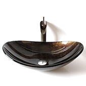 abordables Lavabos de cubeta-anillo de montaje lavabo rectangular de vidrio templado antiguo lavabo
