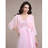 voordelige bruiloft gast wraps-Vrouwen Wikkels Bolero Schouder Jassen  Jassen Zonbescherming 3/4 Lengte Mouw Dolman Mouw Chiffon Bruiloftswikkels Met Beading Voor Feest Avond Herfst Jurk om indruk te maken