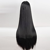 cheap Party Wigs-Black Wigs for Women The Addams Family Wig Long Black Wig Cosplay Wig Synthetic Wig Cosplay Wig Long Azure Light Brown Lake Blue Blonde Pink Synthetic Hair 34 Inch Women&#039;S Halloween Wigs