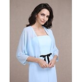 voordelige bruiloft gast wraps-Vrouwen Wikkels Bolero Schouder Jassen  Jassen Zonbescherming 3/4 Lengte Mouw Dolman Mouw Chiffon Bruiloftswikkels Met Beading Voor Feest Avond Herfst Jurk om indruk te maken