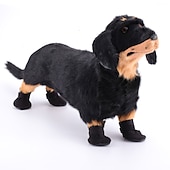 お買い得  ブーツとパウプロテクター-犬用 猫用 小型ペット用 シューズ、ブーツ 高通気性 ペット用 ポリ / コットン ブラック
