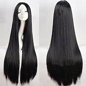 cheap Party Wigs-Black Wigs for Women The Addams Family Wig Long Black Wig Cosplay Wig Synthetic Wig Cosplay Wig Long Azure Light Brown Lake Blue Blonde Pink Synthetic Hair 34 Inch Women&#039;S Halloween Wigs