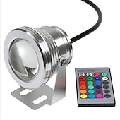 cheap Underwater Lights-Pond Fountain Light RGB LED Underwater Pool Spotlight with Remote Control 10W Color Changing LED Dimmable 12V for Pool Lighting