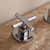 voordelige Met meerdere gaten-messing badkamerkraan, chroom twee handgrepen drie gaten wijdverspreide eigentijdse wastafelkraan met warm en koud water