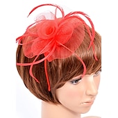 preiswerte Faszinator-Damen Fascinator für Party Hochzeit Sonderanlass Federstoff Rot Pink Grün um zu beeindrucken Fascinator Renntag Kleid