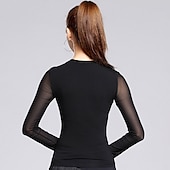 levne Oblečení na latinskoamerické tance-top pro latinskoamerické tance criss-cross dámský tréninkový dlouhý rukáv přírodní modal tyl průhledný outfit