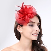 preiswerte Fascinator-Fascinators Kopfbedeckung Feder Netz Hochzeit Teeparty Pferderennen Damen Tag Cocktail Vintage Stil Elegant mit floralen Kopfschmuck Kopfbedeckung um zu beeindrucken Rennrenntag Kleid