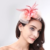 preiswerte Fascinator-Fascinators Kopfbedeckung Feder Netz Hochzeit Teeparty Pferderennen Damen Tag Cocktail Vintage Stil Elegant mit floralen Kopfschmuck Kopfbedeckung um zu beeindrucken Rennrenntag Kleid