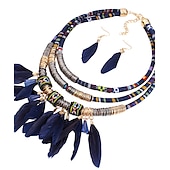 economico Matrimoni e cerimonie-set di gioielli orecchini pendenti per donna festa autunno matrimonio casual piuma impilabile oro argento / collana dichiarazione / quotidiano