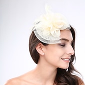 preiswerte Fascinator-Fascinators Kopfbedeckung Feder Netz Hochzeit Teeparty Pferderennen Damen Tag Cocktail Vintage Stil Elegant mit floralen Kopfschmuck Kopfbedeckung um zu beeindrucken Rennrenntag Kleid