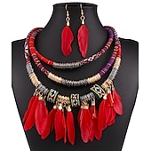 economico Matrimoni e cerimonie-set di gioielli orecchini pendenti per donna festa autunno matrimonio casual piuma impilabile oro argento / collana dichiarazione / quotidiano