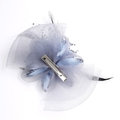 preiswerte Fascinator-Fascinators Kopfbedeckung Feder Netz Hochzeit Teeparty Pferderennen Damen Tag Cocktail Vintage Stil Elegant mit floralen Kopfschmuck Kopfbedeckung um zu beeindrucken Rennrenntag Kleid