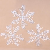 billige Ornamenter-julesnøfnugg ornamenter sett xmas plast hengende snøflak til juletre dekorasjoner vinter eventyrland frossen bursdagsfest ferie hjemmeinnredning håndverk snøfnugg