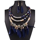 economico Matrimoni e cerimonie-set di gioielli orecchini pendenti per donna festa autunno matrimonio casual piuma impilabile oro argento / collana dichiarazione / quotidiano