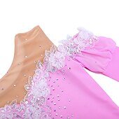 voordelige Schaatsjurken-Kunstschaatsjurk Dames Voor meisjes Schaatsen Jurken Geel Roze Donker paars Lapwerk Netstof Spandex Hoge Elasticiteit Wedstrijd Kunstschaatskleding Kristal / Bergkristal Stom licht Modieus Lange mouw