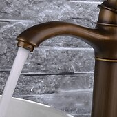 cheap Classical-Brass Bathroom Sink Faucet,Waterfall Antique Brass Widespread Water Flow Single Handle One Hole Bath Taps with Hot and Cold Switch