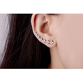 abordables Boucles d&#039;oreilles-Boucles d&#039;oreille Clou Boucles d&#039;oreilles Clips For Femme Cristal Diamant synthétique Mariage Soirée Casual Argent sterling Manchette Forme de Feuille Cœur Fleur Doré Argent / du quotidien