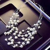 abordables Colliers-collier de déclaration pour femme perle décontractée quotidienne perle superposée robe blanche flottante pour impressionner 2025