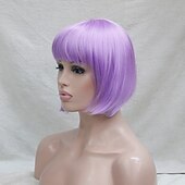 cheap Party Wigs-Purple Wigs for Women Cosplay  Wig Synthetic Wig Cosplay Wig Straight Straight Bob Wig Purple Synthetic Hair Purple Halloween Wigs