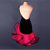 cheap Practice Dresses-Latin Dance Dress Ruffles Split Joint Women's Performance Practise Sleeveless Spandex Organza