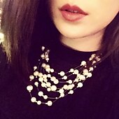 abordables Colliers-collier de déclaration pour femme perle décontractée quotidienne perle superposée robe blanche flottante pour impressionner 2025