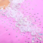 voordelige Schaatsjurken-Kunstschaatsjurk Dames Voor meisjes Schaatsen Jurken Geel Roze Donker paars Lapwerk Netstof Spandex Hoge Elasticiteit Wedstrijd Kunstschaatskleding Kristal / Bergkristal Stom licht Modieus Lange mouw