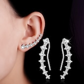 abordables Boucles d&#039;oreilles-Boucles d&#039;oreille Clou Boucles d&#039;oreilles Clips For Femme Cristal Diamant synthétique Mariage Soirée Casual Argent sterling Manchette Forme de Feuille Cœur Fleur Doré Argent / du quotidien
