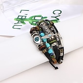 baratos jóias e colares e anéis masculinos-Homens 1pç Abotoaduras Pulseiras de couro Pulseiras de fio de memória Presente Diário Clássico Retro Punk Clássico Preto e Prateado Vermelho / Laranja Castanho Claro