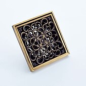 cheap Drains-Faucet Accessory,Superior Quality Floor Drain Antique Brass Carving 10*10cm