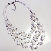 abordables Colliers-collier de déclaration pour femme perle décontractée quotidienne perle superposée robe blanche flottante pour impressionner 2025