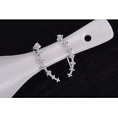 abordables Boucles d&#039;oreilles-Boucles d&#039;oreille Clou Boucles d&#039;oreilles Clips For Femme Cristal Diamant synthétique Mariage Soirée Casual Argent sterling Manchette Forme de Feuille Cœur Fleur Doré Argent / du quotidien