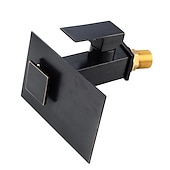 cheap LED Faucets-Bathroom Faucet LED Waterfall Spout 3 Color Changes with Temperature, Sink Mixer Mono Basin Taps, Single Handle One Hole Brass Washroom Vessel Tap Deck Mounted
