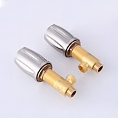 cheap Multi Holes-Bathroom Sink Faucet,Silvery Two Handles Three Holes Deluxe Waterfall Brush Nickel Polished Widespread Brass Bathroom Sink Faucet With Cold and Hot Switch