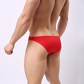 billiga Exotiska herrunderkläder-Herr 3-pack Sexiga trosor Kalsong Briefs Låg Midja Siden Nylon Solid färg Svart Vit