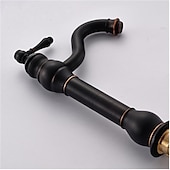 cheap Classical-Bathroom Sink Faucet,Single Handle Rose Gold/Black/Brushed Gold/ Brass/Rustic Nickel One Hole Widespread Electroplated Faucet with Hot and Cold Water