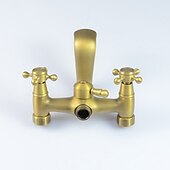 preiswerte Badewannenarmaturen-Wand-Duscharmatur aus antikem Messing, zwei Griffe, zwei Löcher, Badewannen-Dusche-Mischbatterien mit Handbrause und Ventil sowie heißem / kaltem Wasser