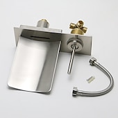 economico Da muro-Rubinetto Lavabo Bagno - Led / A Parete / A Cascata Nichel Spazzolato A Parete Due Fori / Monocomando Due Fori Rubinetteria Vasca