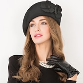 tanie Fascynatory i kapelusze-Czapki Wełna Beret Kapelusz Fedora Ślub Codzienny Herbaciane przyjęcie Kentucky Derby Wyścigi konne Elegancja Prosty Z Kwiaty Winieta Nakrycia Głowy