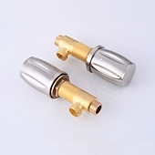 cheap Multi Holes-Bathroom Sink Faucet,Silvery Two Handles Three Holes Deluxe Waterfall Brush Nickel Polished Widespread Brass Bathroom Sink Faucet With Cold and Hot Switch
