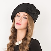 tanie Fascynatory i kapelusze-Czapki Wełna Beret Kapelusz Fedora Ślub Codzienny Herbaciane przyjęcie Kentucky Derby Wyścigi konne Elegancja Prosty Z Kwiaty Winieta Nakrycia Głowy