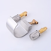 cheap Multi Holes-Bathroom Sink Faucet,Silvery Two Handles Three Holes Deluxe Waterfall Brush Nickel Polished Widespread Brass Bathroom Sink Faucet With Cold and Hot Switch