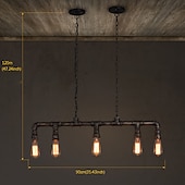 رخيصةأون تصميم الخط-5-light 90 سنتيمتر الصناعية قلادة ضوء خمر أنابيب الحديد المطاوع باللون الأسود الانتهاء Steampunk الثريا بار بيسترو مطعم الإضاءة