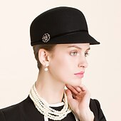 cheap Party Hats-Retro 100% Wool Hats with Metal 1pc Casual Headpiece