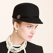 cheap Party Hats-Retro 100% Wool Hats with Metal 1pc Casual Headpiece