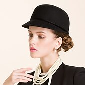 cheap Party Hats-Retro 100% Wool Hats with Metal 1pc Casual Headpiece