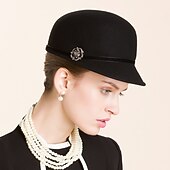 cheap Party Hats-Retro 100% Wool Hats with Metal 1pc Casual Headpiece