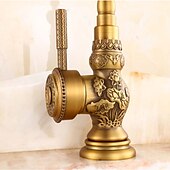 Недорогие классический-смеситель для раковины в ванной, латунная одинарная ручка, одно отверстие, стандартный носик, латунная отделка, краны для ванны с горячей и холодной водой